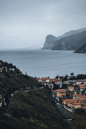 view on garda lake from monte baldoの写真素材