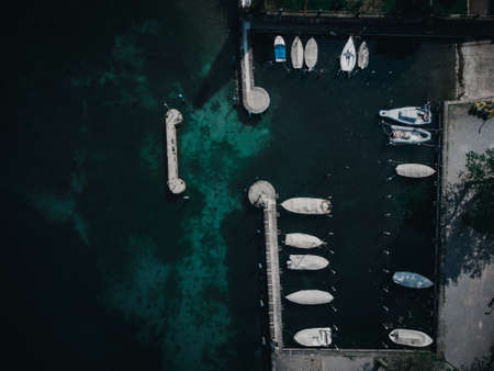 a great view on the iseo lake from a droneの写真素材
