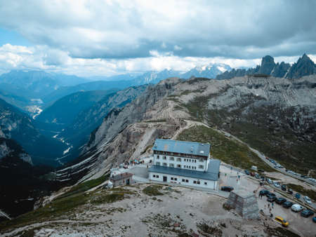 view on the "tre cime di lavaredo" in trentino alto adigeの写真素材
