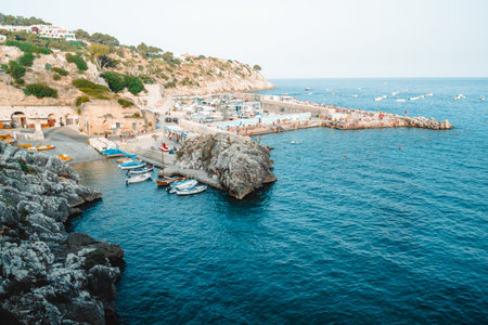 view on a small town in puglia: castroの写真素材