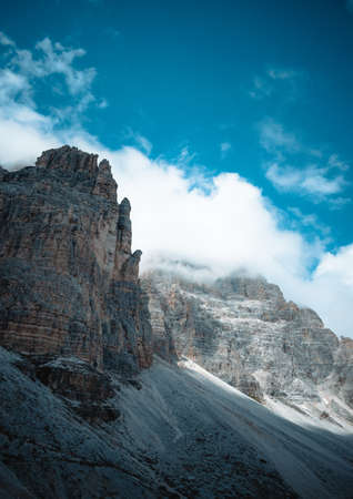 view on the "tre cime di lavaredo" in trentino alto adigeの写真素材