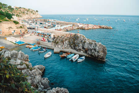 view on a small town in puglia: castroの写真素材
