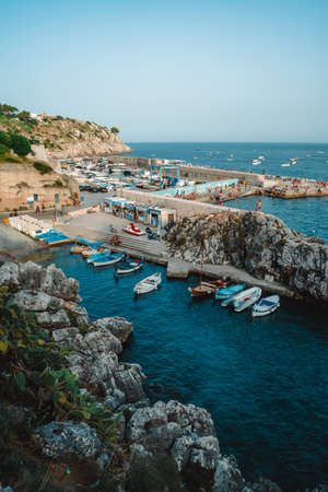 view on a small town in puglia: castroの写真素材