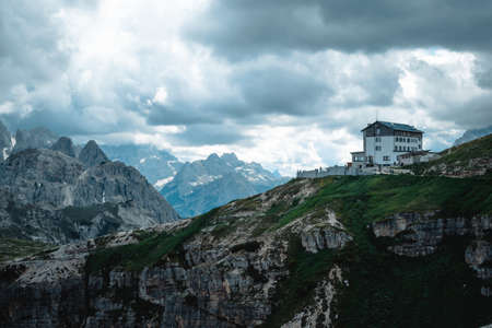 view on the "tre cime di lavaredo" in trentino alto adigeの写真素材