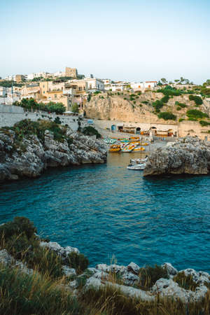 view on a small town in puglia: castroの写真素材