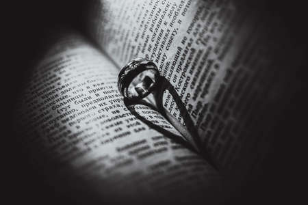 a heart made with book and ringの写真素材