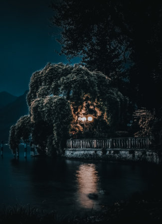 view on montisola and sulzano, iseo lakeの写真素材