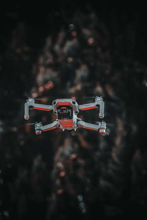 view on a lovely and small drone flyingの写真素材
