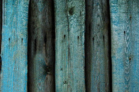 Texture of old wooden fence painted in blueの写真素材