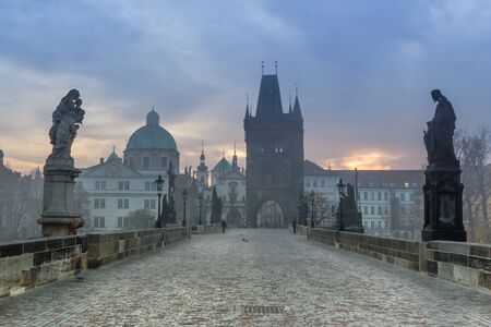 Charles Bridge at dawnの写真素材