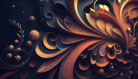 Abstract background, Bright colorful curved details. Trendy simple design layout for presentations, generated ai.の素材