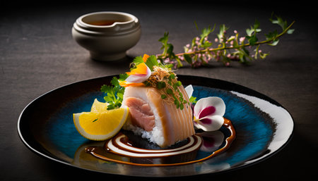 Colorful Sushi Platter: A Vibrant Array of Rolls and Sashimi with Fresh Seafood and Dipping Saucesの素材