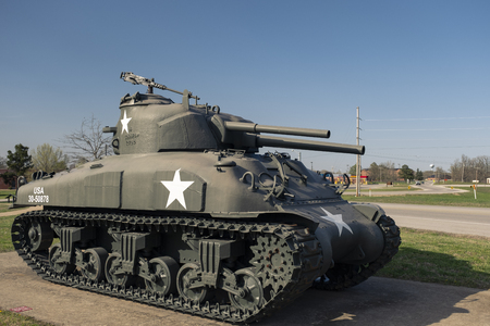 General Sherman Medium Tank M4A3E8. An outdoor military vehicle complex featuring vehicles used throughout military history eras.のeditorial素材