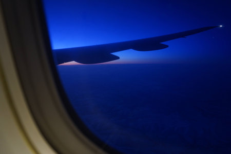 under the wing of the aircraft Far Eastの写真素材