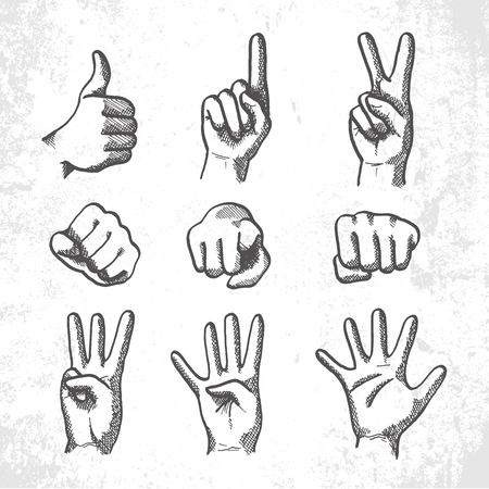 hand gestures and sign number with finger illustration vectorのイラスト素材