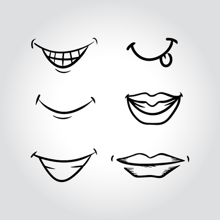 Set of sketches from mouth & lips gestureのイラスト素材