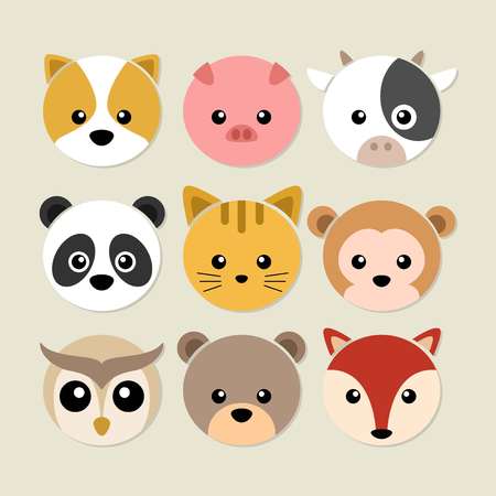 Funny animals collection vector illustrationのイラスト素材