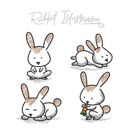 Hand drawn rabbit vector illustrationsのイラスト素材