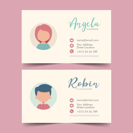 Cute Business Cards Template Vector Illustrationのイラスト素材