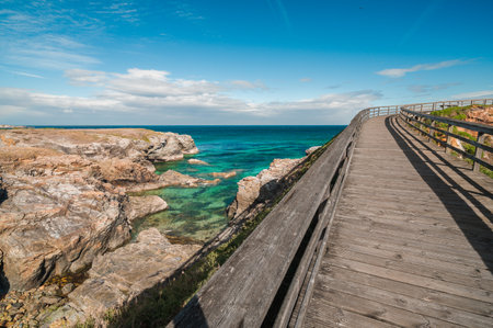 Las catedrales beach boardwalk winding along the rugged coastの写真素材
