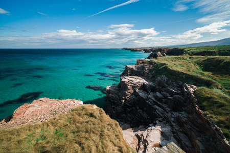 Las catedrales beach vista from clifftop in galiciaの写真素材