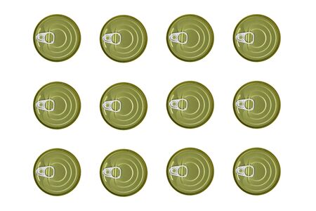 Tin Aluminium can Pattern background. Aluminium beverage Conserve cans. Tin aluminium cans isolated on white background. Metal containers Pattern.の写真素材