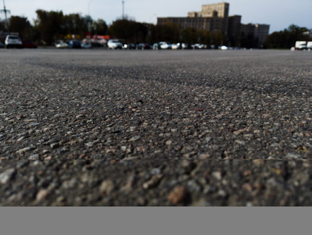 Low shot of asphalt texture with low depth of fieldの写真素材