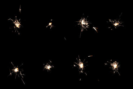 Set of Sparklers Isolated on black backgroundの写真素材