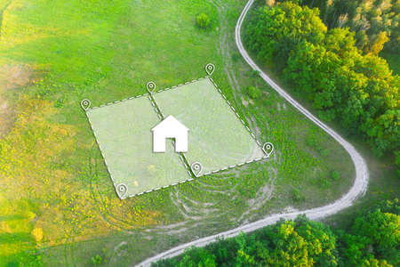 Topographical Marking of two plots of Land for Private Residence House Constructionの写真素材