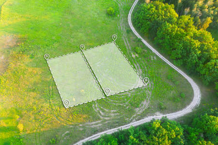 Topographical Marking of two plots of Green Field for Private Residence House Constructionの写真素材