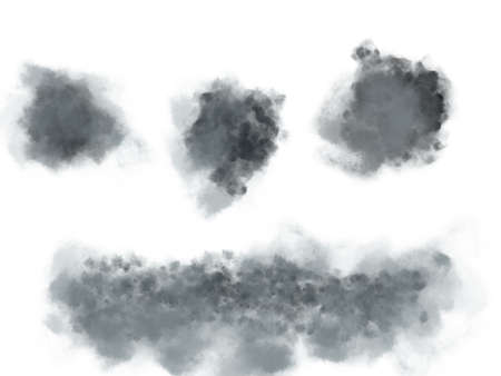 Collage of smoke textures on a white backgroundの写真素材