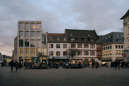 A group of people on a weekend on Wurzburg Streetのeditorial素材