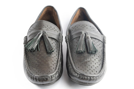 Leather shoes and wallet for menの写真素材