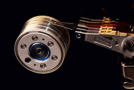A close-up of a computer hard drive.の写真素材