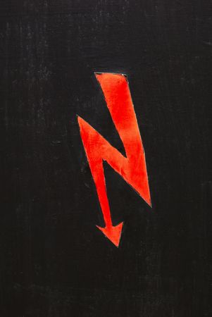Electric shock symbol on vintage peeled wall. の写真素材