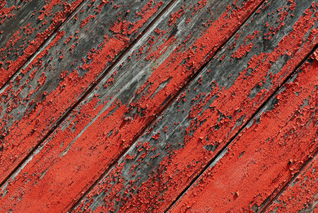 Wooden structure with the old peeled off paintの写真素材