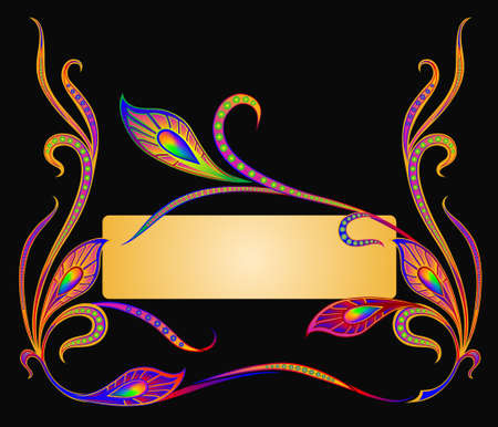 Abstract color vector design. Flower retro cartouche.のイラスト素材