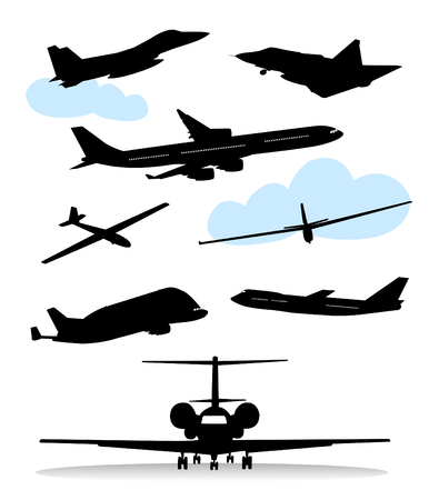 Collection of silhouettes of various planesのイラスト素材