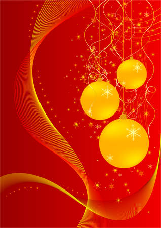 Christmas congratulation card  in red color with gold ballsのイラスト素材
