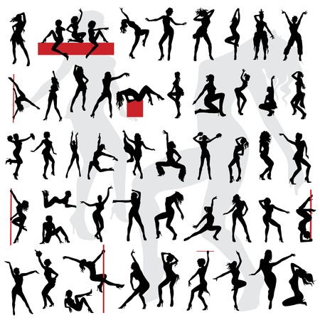 50 Sexy girls silhouette  Go-go girls のイラスト素材