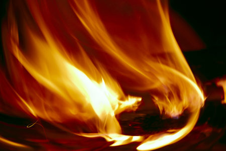 Inflaming fire in a fireplace