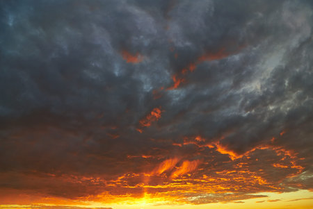 Sunset evening sky  Sun in the clouds