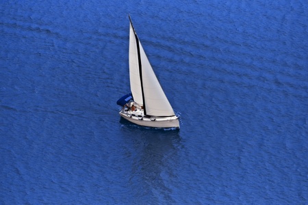 Lonely yacht  The top viewの写真素材