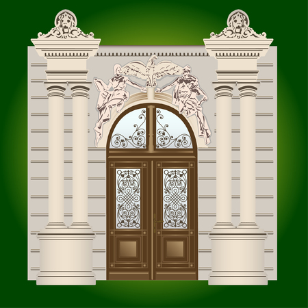 The door of the building with wrought ornamentsのイラスト素材