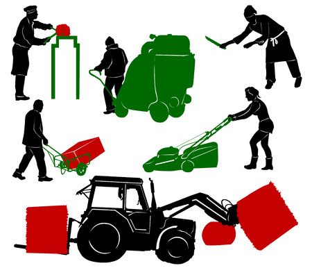 Silhouettes of people at workのイラスト素材