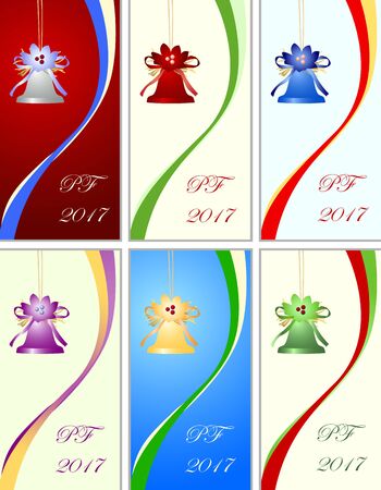 Set of six congratulation card to Christmas and New yearのイラスト素材