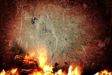 The old wall and fireの写真素材