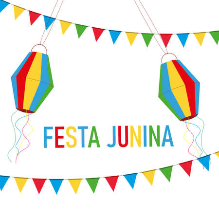 junina brazil festival with ballons illustrationのイラスト素材