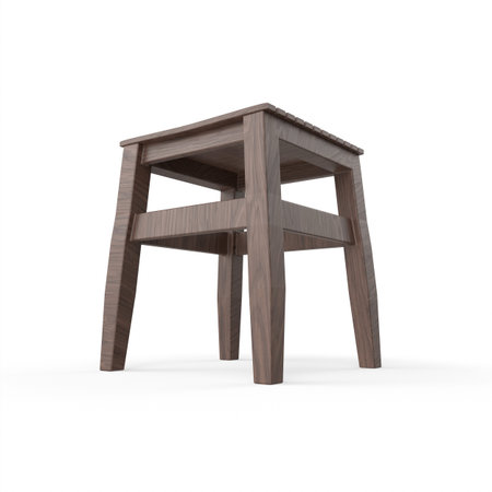 wooden stool isolated on white background