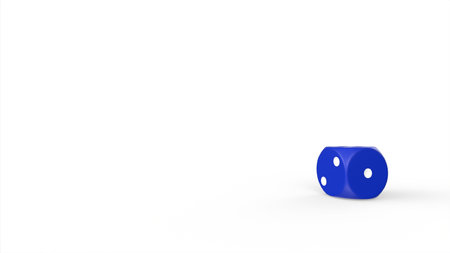 blue dice isolated on white backgroundの写真素材